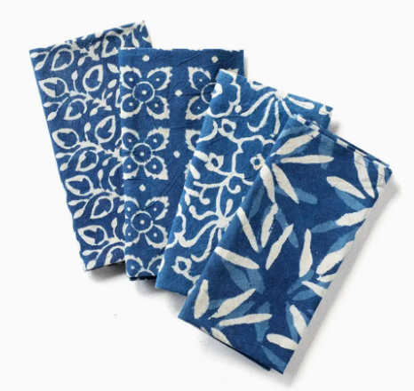 Indigo Dabu Cotton Napkins - Set of 4