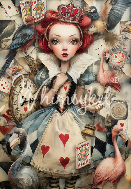 Whimsykel Designs 18 lb Decoupage Tissue Paper 21x29" Queen of Hearts