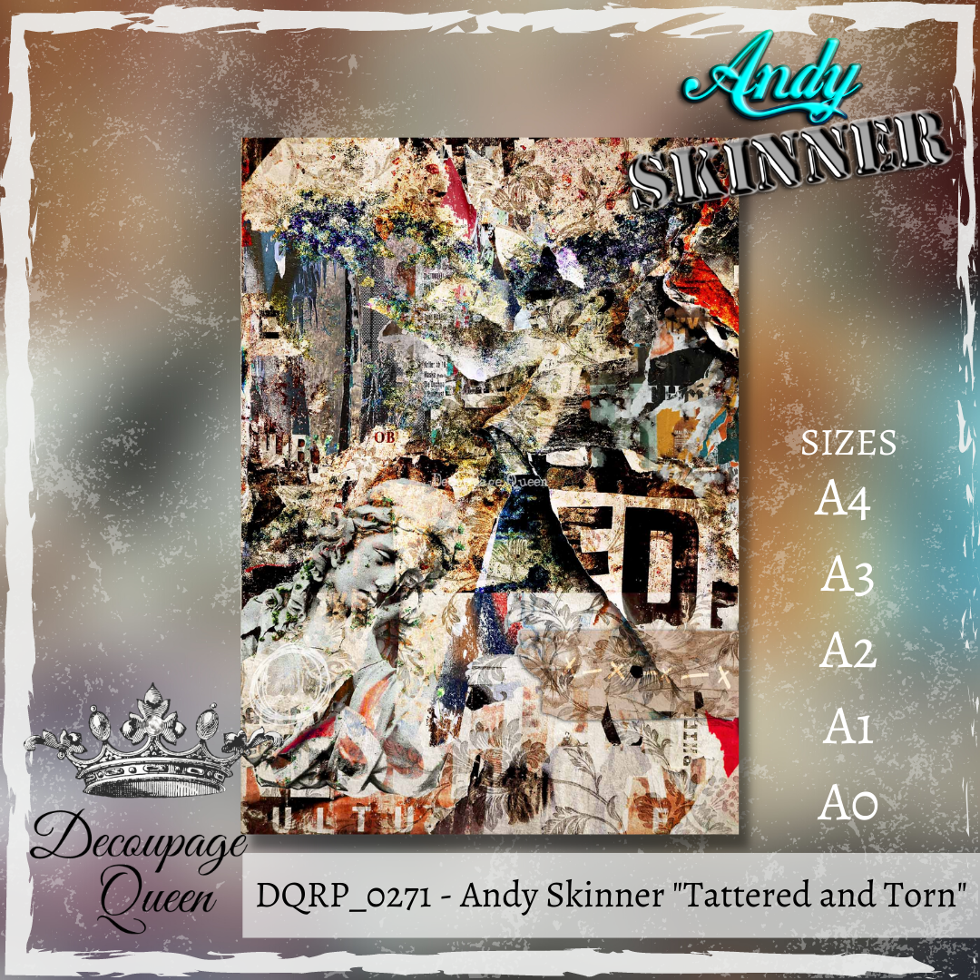 Decoupage Queen Rice Paper Tattered and Torn by Andy Skinner A4