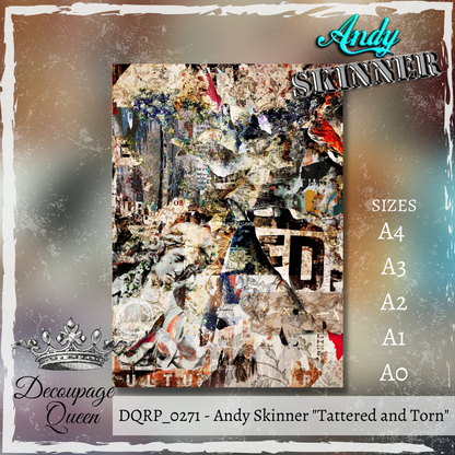 Decoupage Queen Rice Paper Tattered and Torn by Andy Skinner A4