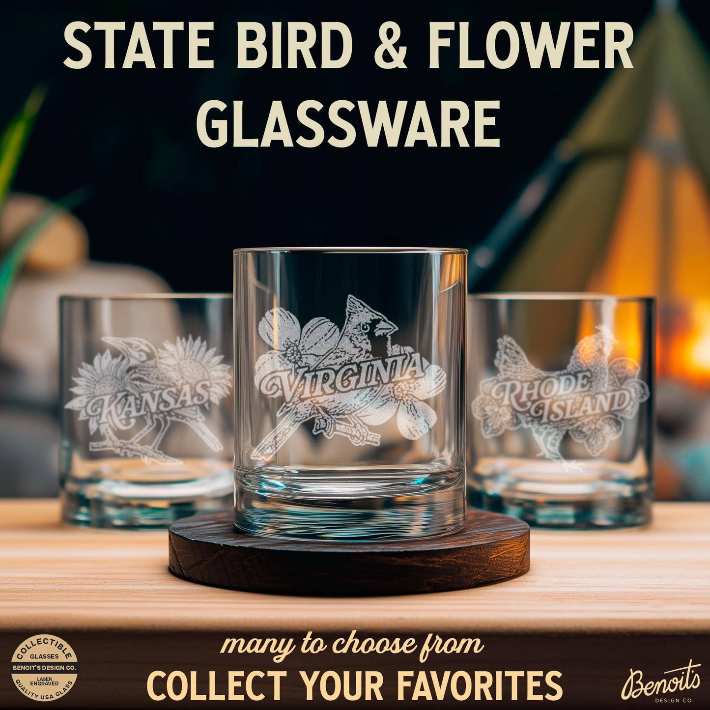 Virginia State Bird Old Fashioned Glasses