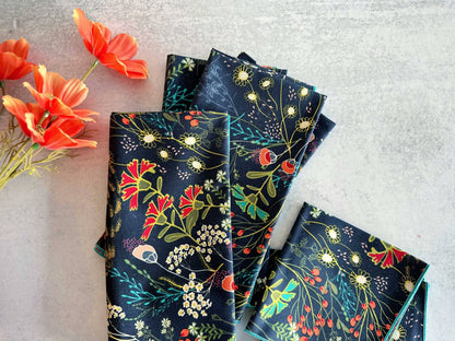 Pretty Peacock Cloth Napkins, Set of Four, 18" Everyday