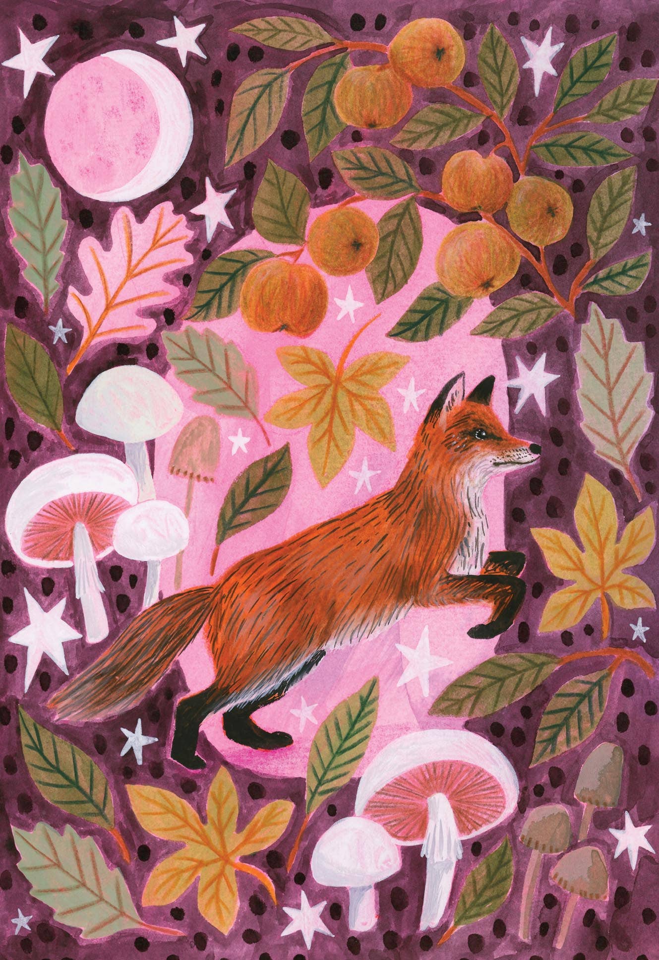Autumn Fox & Mushrooms | GLF410 | Artist: Lee Foster-Wilson