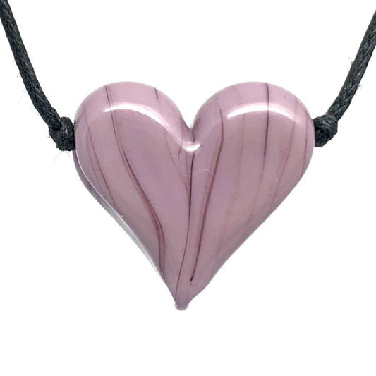 Violet Pastel Heart Flameworked Glass Necklace