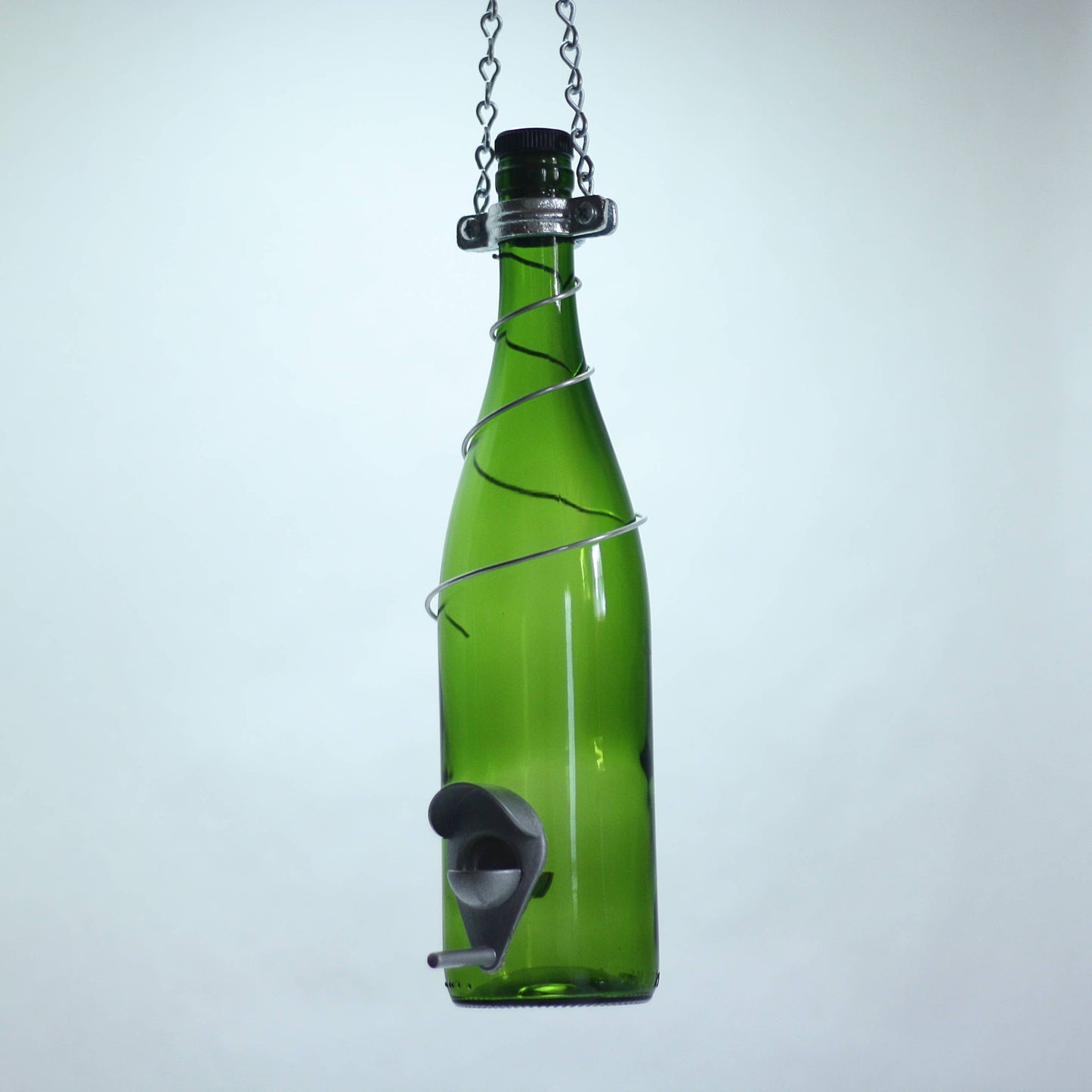 Bird Feeder Handmade from Glass Wine bottle