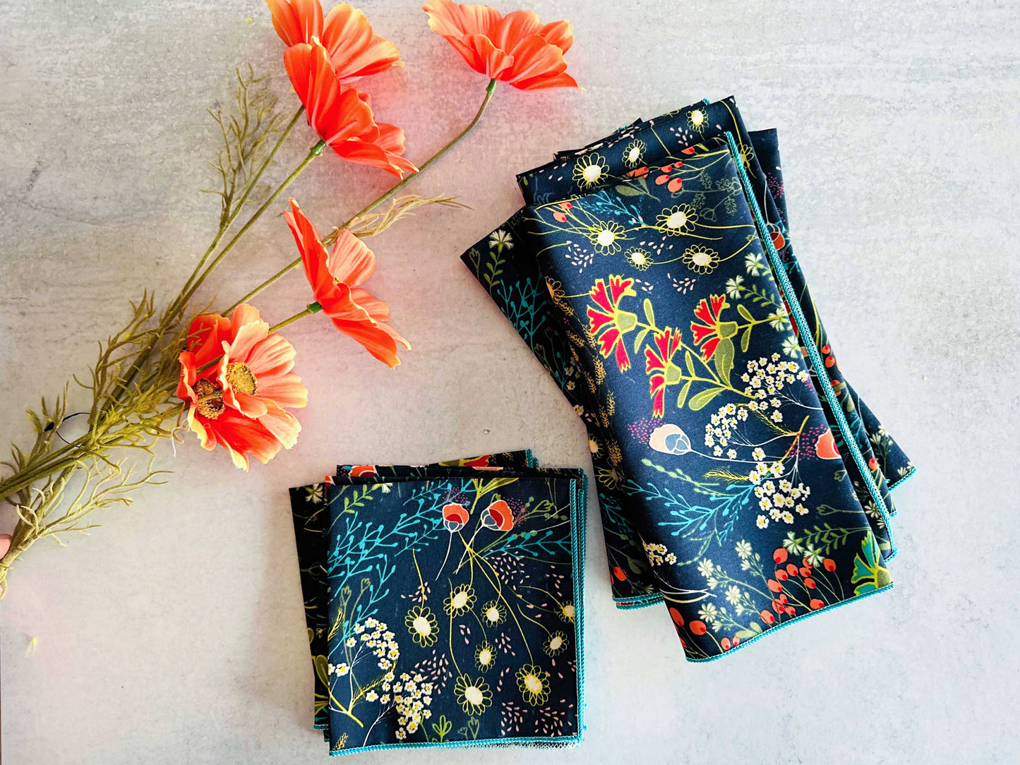 Pretty Peacock Cloth Napkins, Set of Four, 18" Everyday