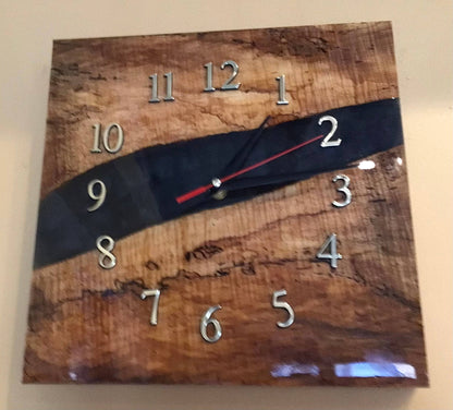 Resin River Clock Spalted Maple #A