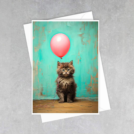 Birthday Party Kitty with Balloon