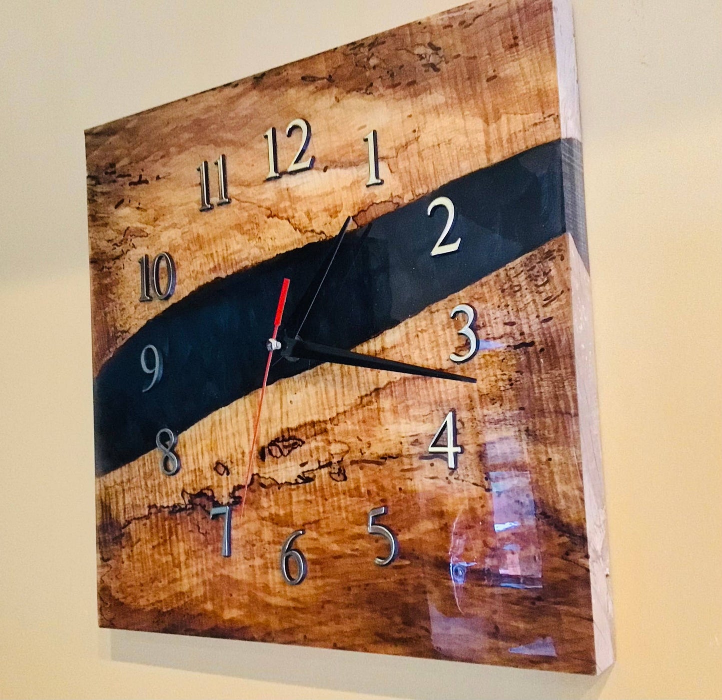Resin River Clock Spalted Maple #A