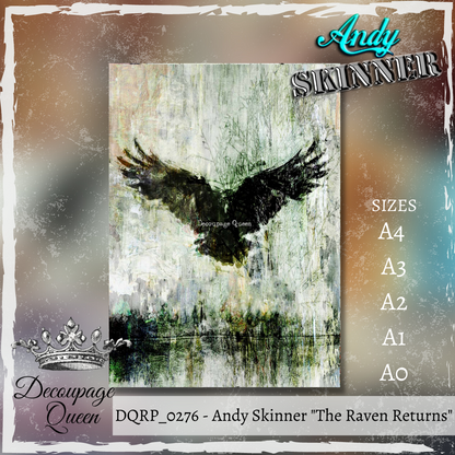Decoupage Queen A4 Rice Paper The Raven Returns by Andy Skinner