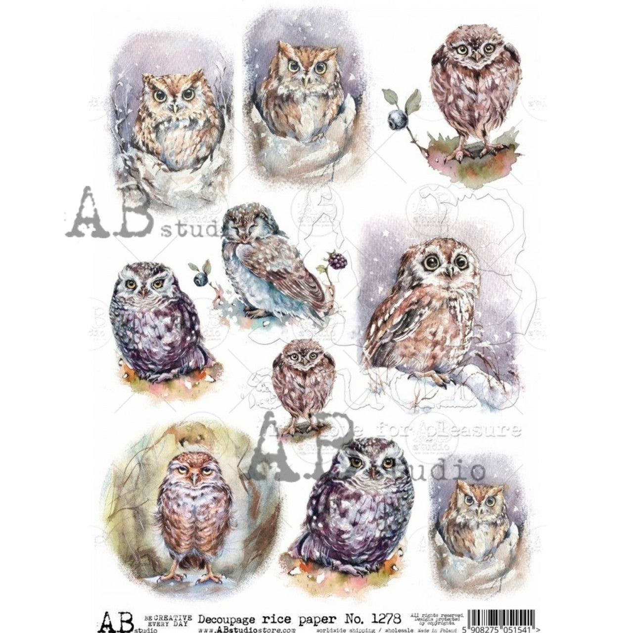 AB Studios A4 Rice Paper for Decoupage 1278