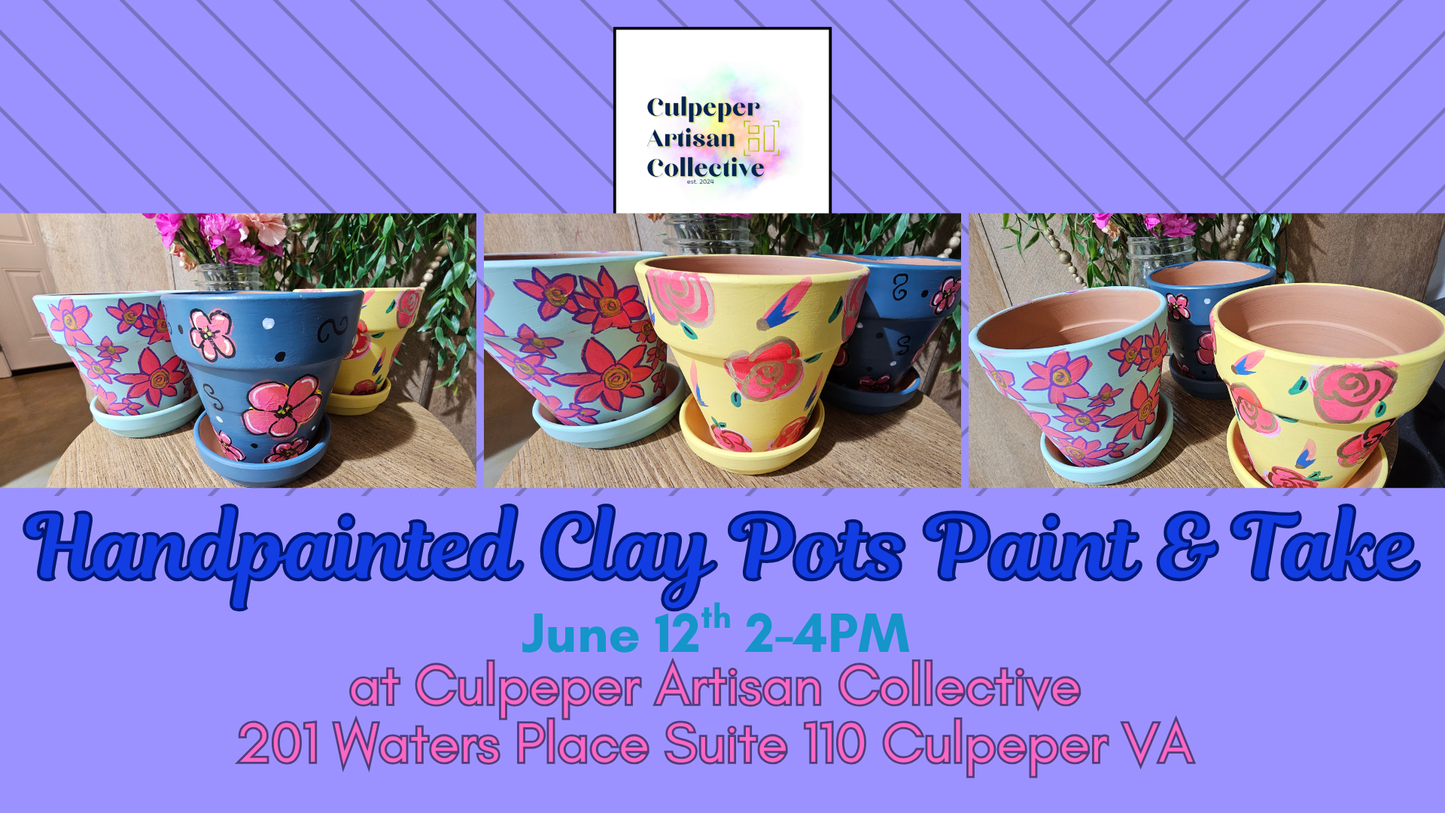 Handpainted Clay Pots Paint & Take