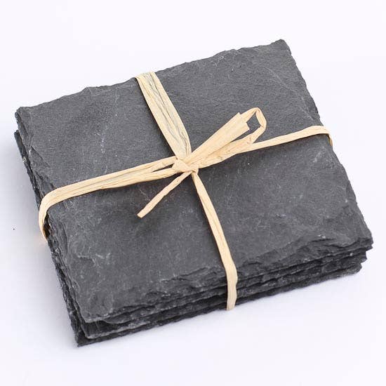 Set of 4 Square Natural Slate Coasters