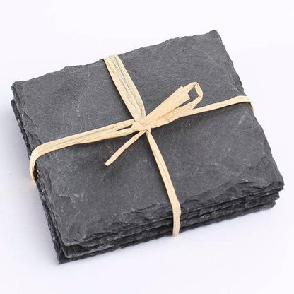 Set of 4 Square Natural Slate Coasters