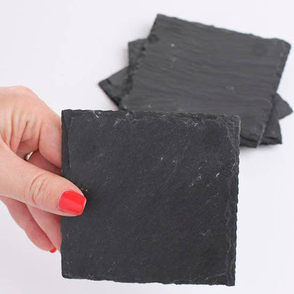Set of 4 Square Natural Slate Coasters