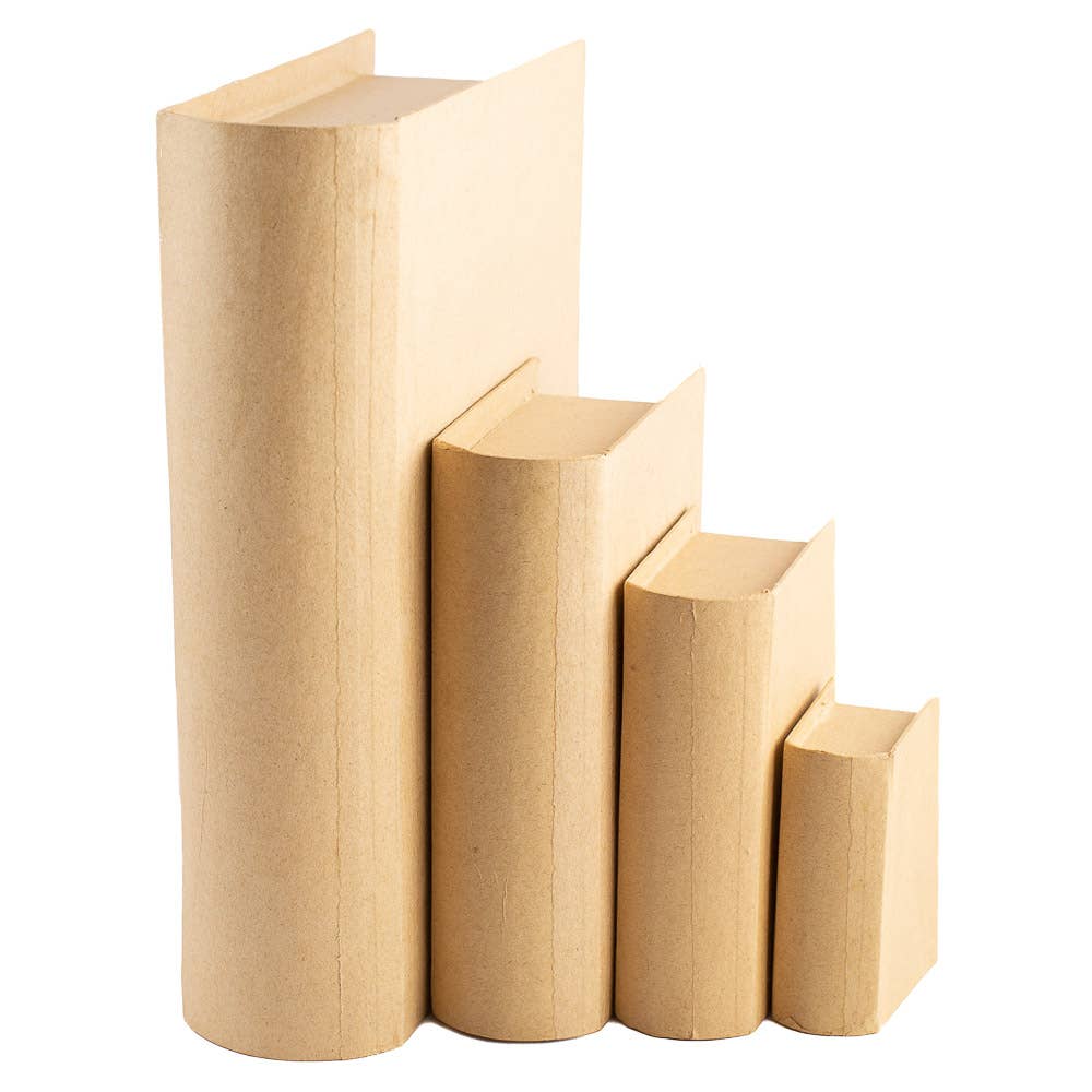 4 Piece Paper Mache Book Shaped Box Set