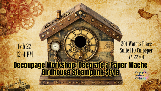 Decoupage Workshop: Decorate a Paper Mache Birdhouse Steampunk Style