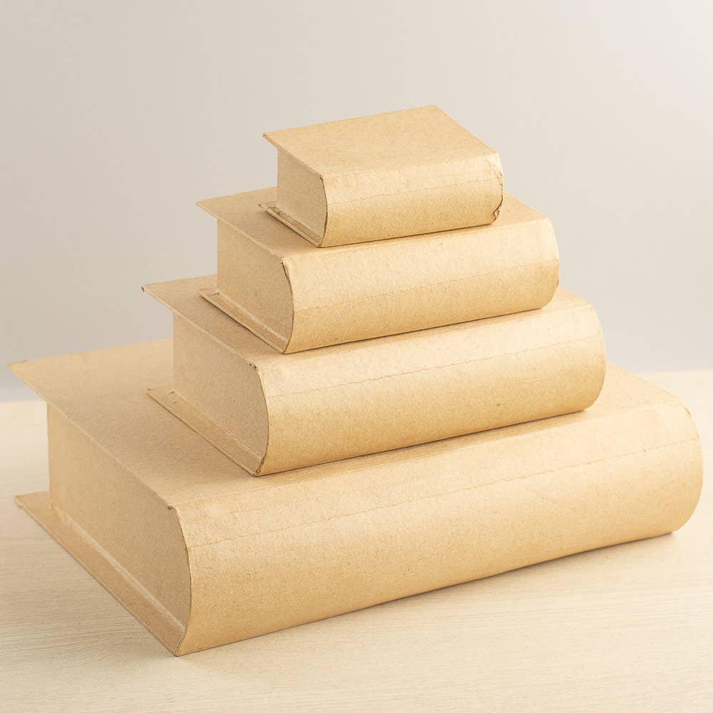 4 Piece Paper Mache Book Shaped Box Set
