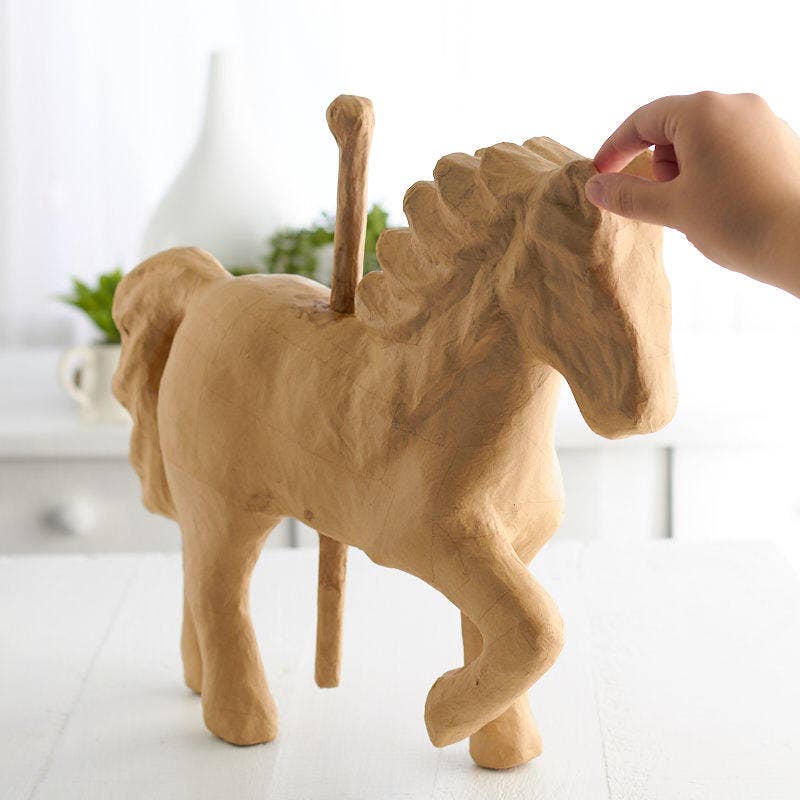 Paper Mache Animal - Premade Carousel Horse (17" L X 17")