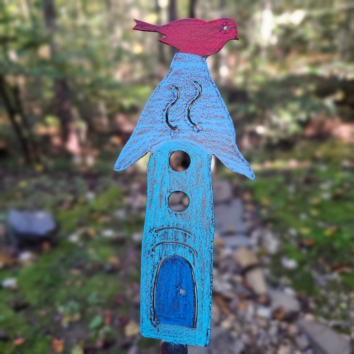 Birdhouse Plant Stake Garden Stake Church Flower Metal