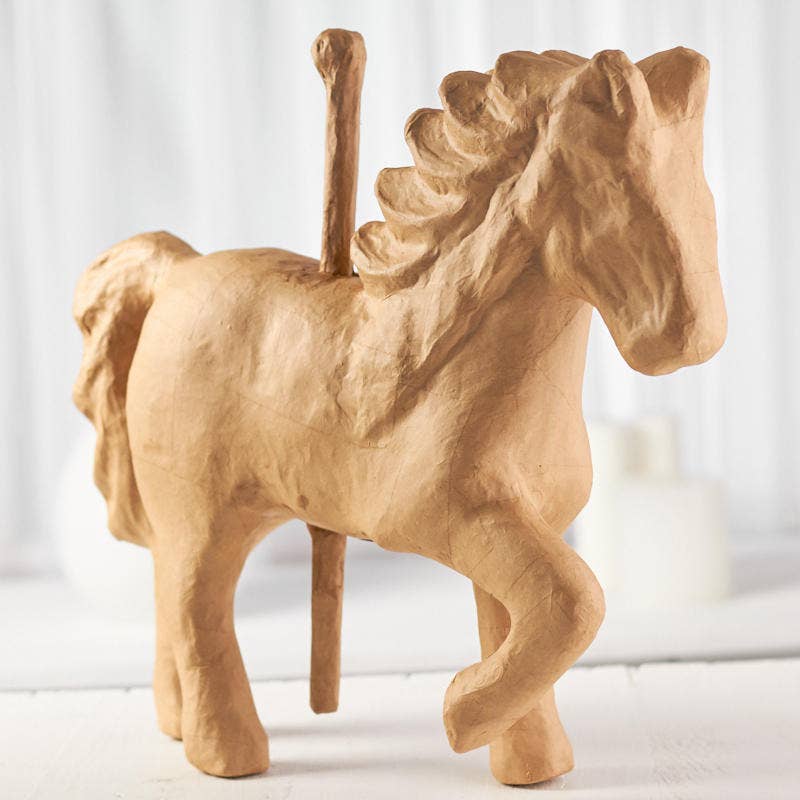Paper Mache Animal - Premade Carousel Horse (17" L X 17")