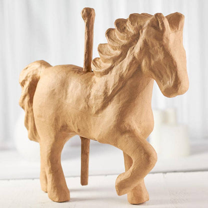 Paper Mache Animal - Premade Carousel Horse (17" L X 17")