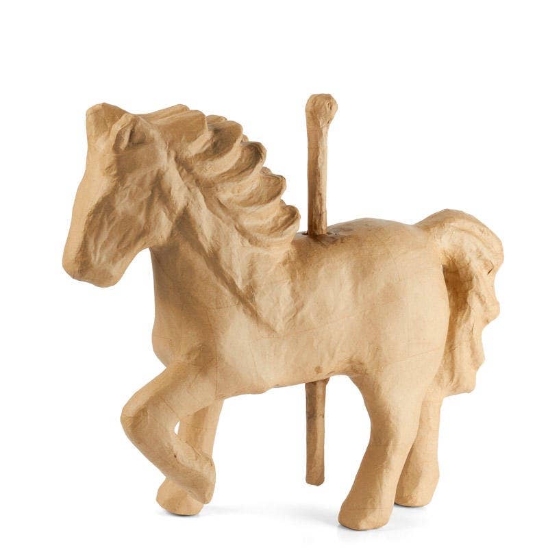 Paper Mache Animal - Premade Carousel Horse (17" L X 17")