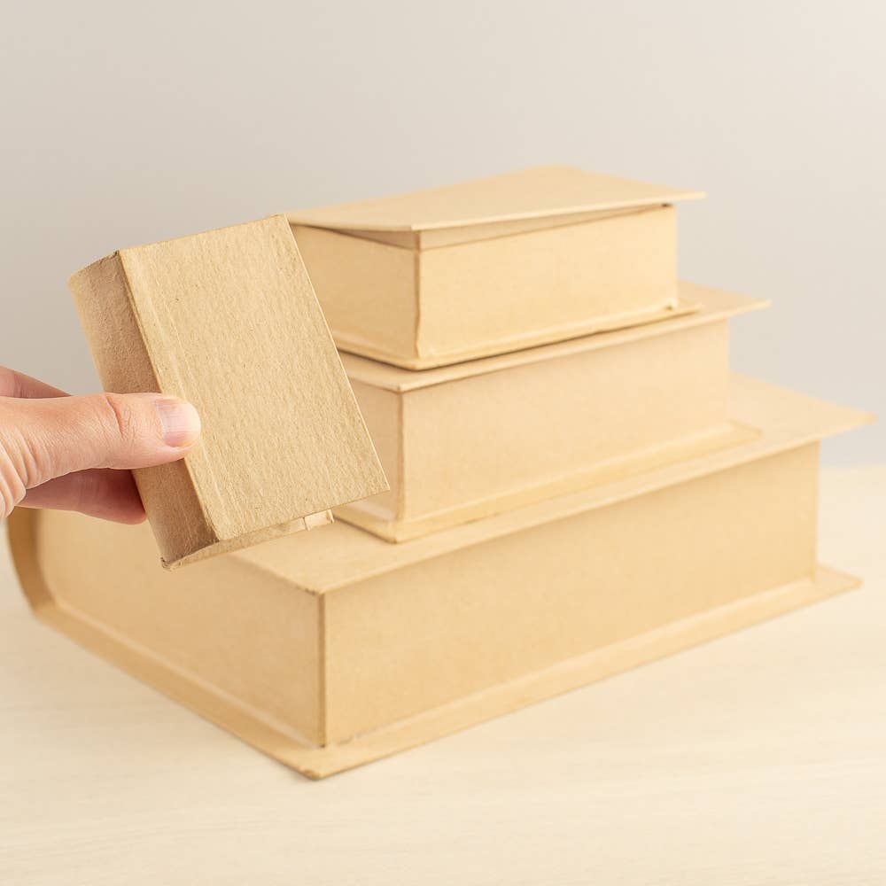 4 Piece Paper Mache Book Shaped Box Set