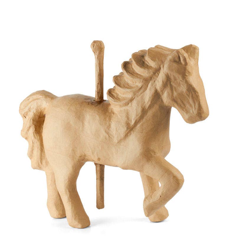 Paper Mache Animal - Premade Carousel Horse (17" L X 17")